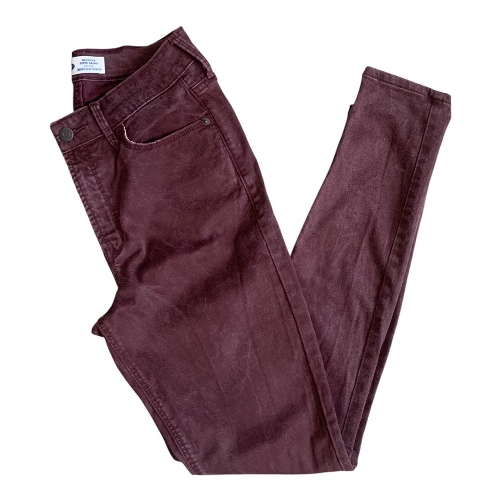 Old Navy Women's Burgundy Super Skinny High Rise Jeans - Picture 5 of 8